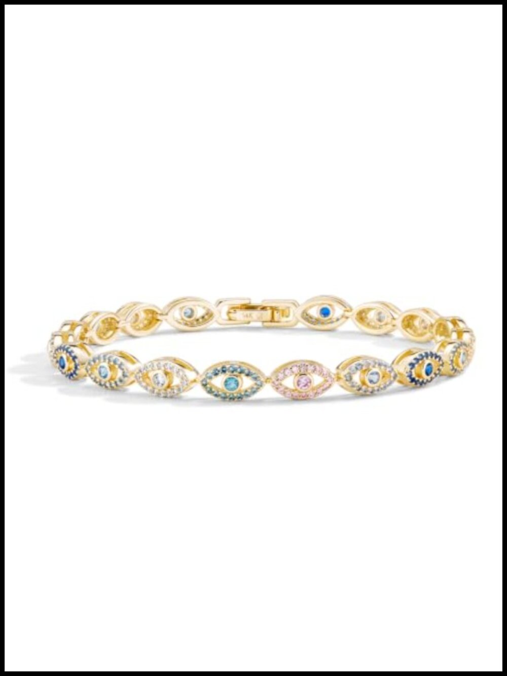 14k Gold Evil Eye Tennis Bracelet Dainty